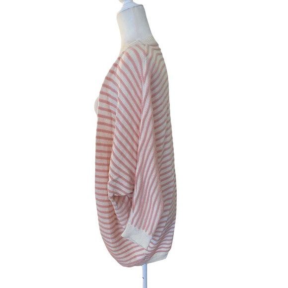 Market & Spruce Pink & Cream Stripe Sweater Size L - Picture 2 of 7